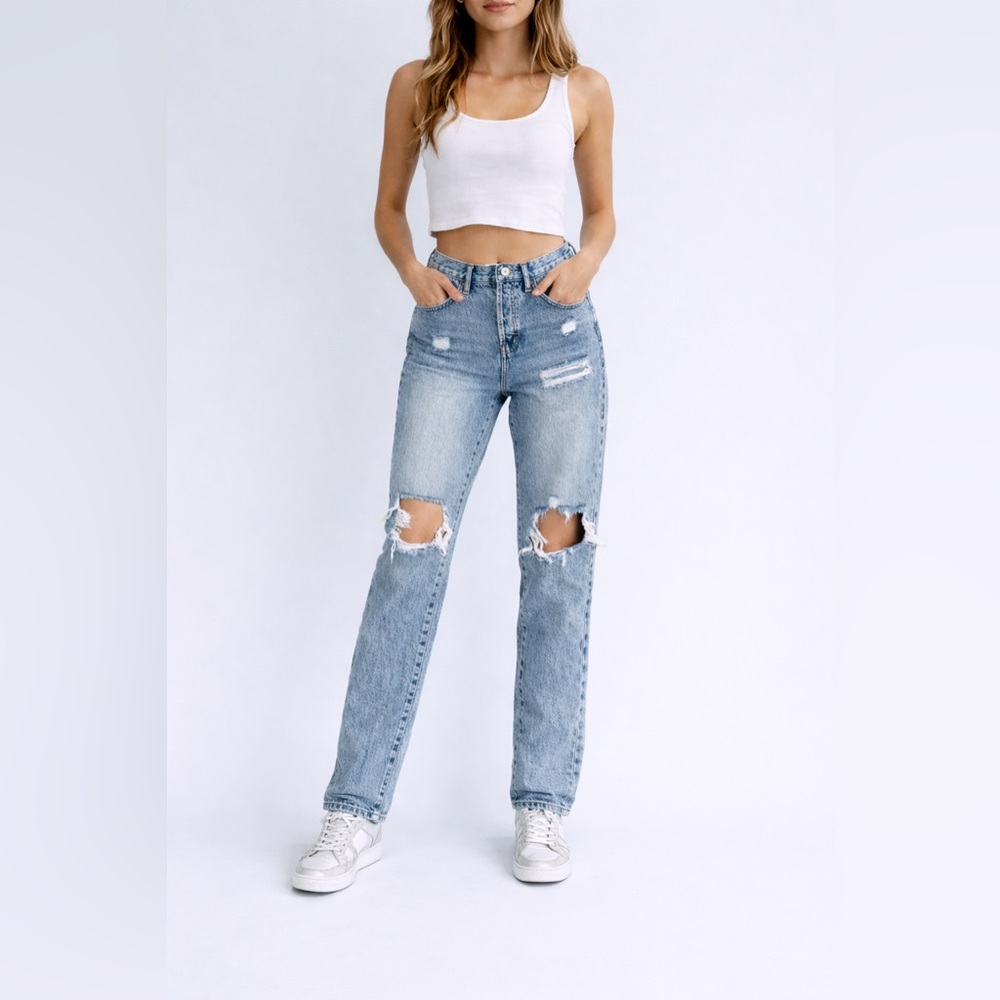 Pacsun ripped dad blue jeans